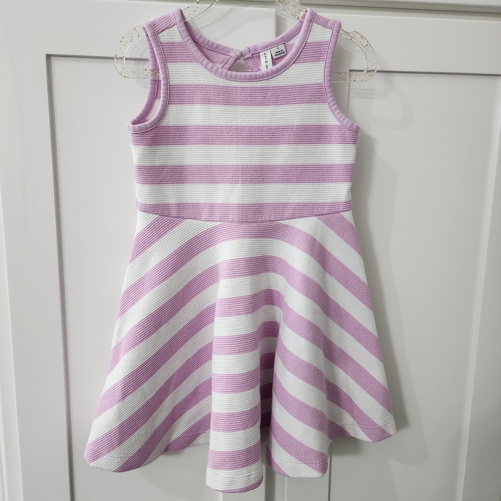 Striped Pink and White Kids Dress